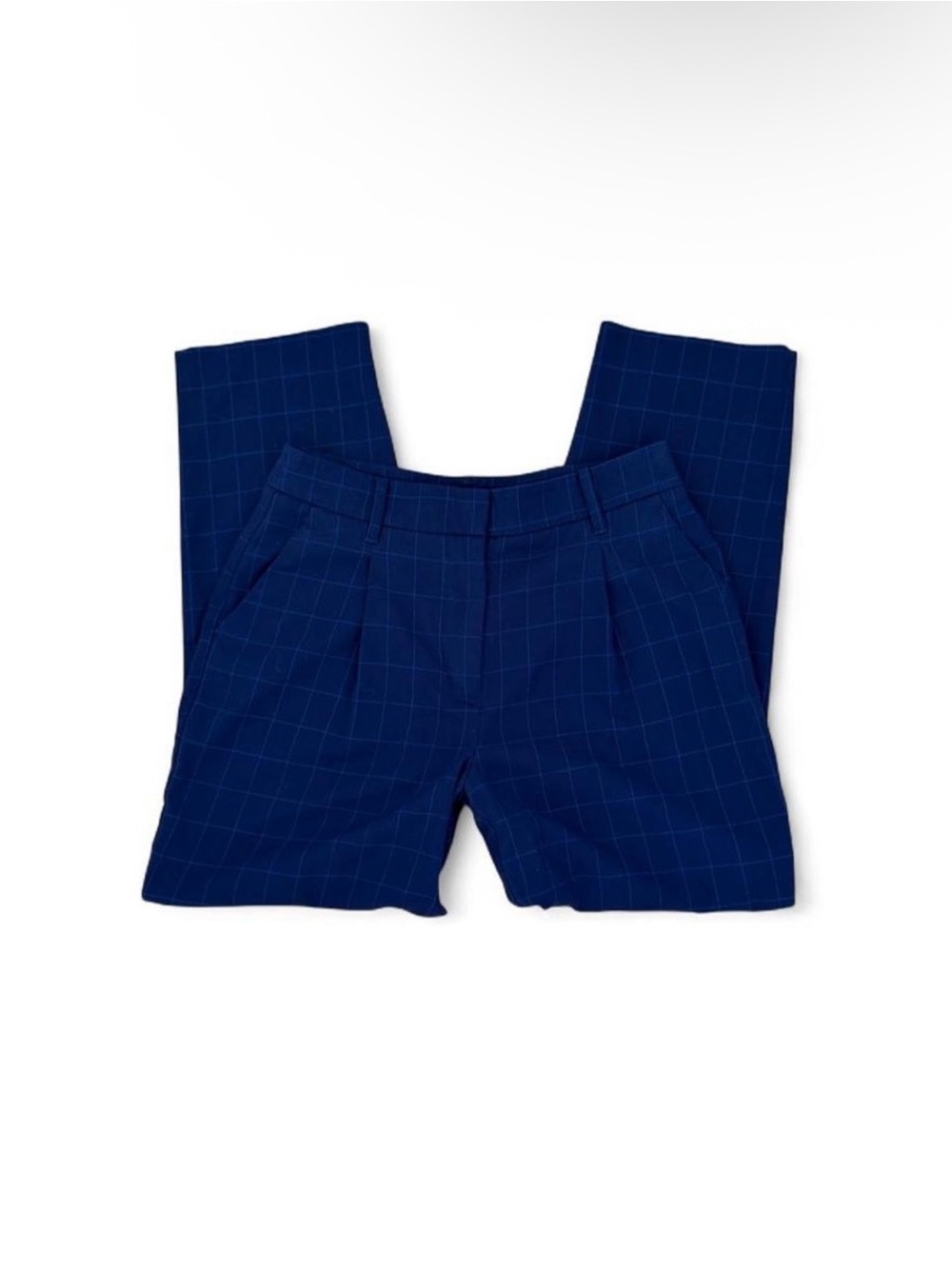 Nine West Navy Windowpane Straight-Leg Trousers